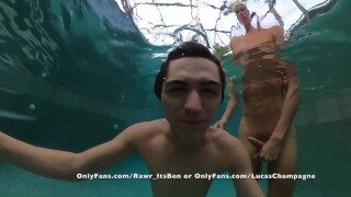 Two boys have some fun in the pool making out sucking dick and fucking underwater before blowing cum