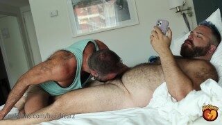 Walking in on my bear jerking off so I jumped on his cock